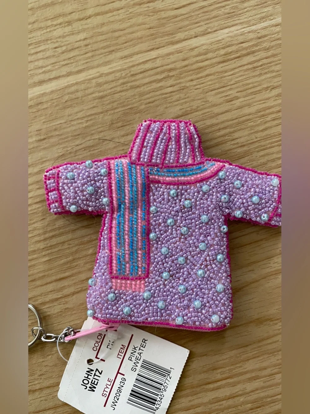 JOHN WEITZ BEADED Sweater with scarf  Keychain NWT